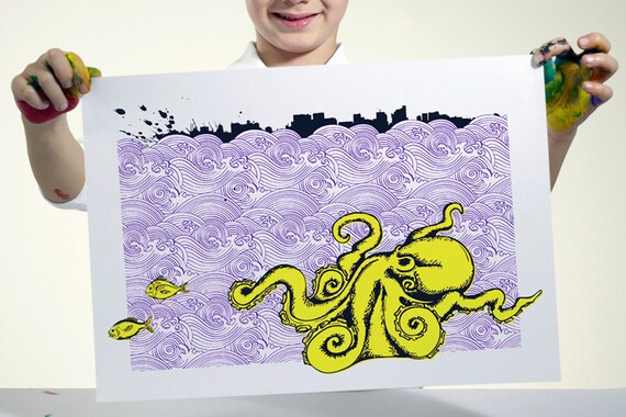 Sea Machine - 12x18 3-Color Screenprint