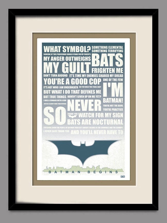 Batman Begins - Retro Movie Poster 11x17 Typography Print