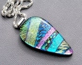 Just Dazzle Me -- Large Dichroic Fused Glass Pendant (Item 10241-P)