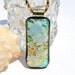 Vintage Inspired Fused Dichroic Glass Pendant Fused Glass Jewelry Floral Garden Gold White Teal, Spring (Item 10318-P)