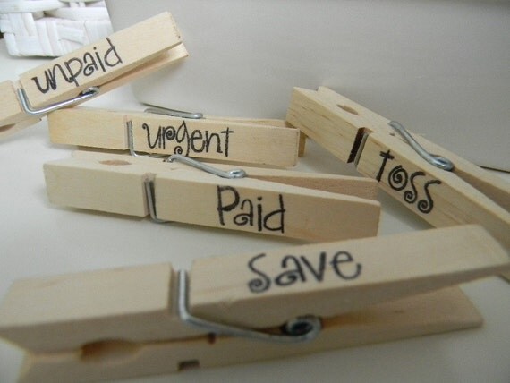 Mail organization - clothespins