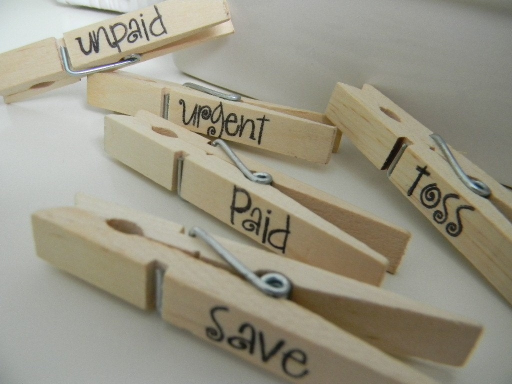 Mail organization - clothespins