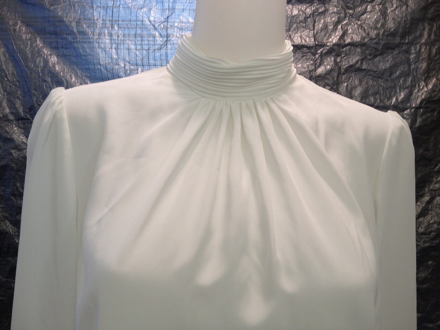 RESERVED Vintage White 80's Silky Top S