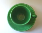 Vintage Fiestaware Teacup Saucer Medium Green 1950's