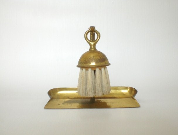 Vintage Brass Plated Silent Butler Brush Tray