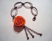 Brass Bracelet Coral Flower Vintage Style Chain Jewelry