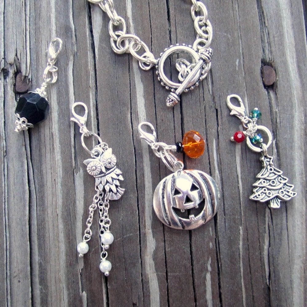 Silver Charm Bracelet Changeable Charms B22 by cdjali on Etsy