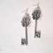 Silver Key Earrings Steampunk Jewelry Scroll Jewellery Handmade Skeleton Key Ornate Goth Fashion ER-61