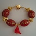 Red Bracelet Red Jewelry Vintage Bead Jewellery Flower Charm