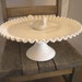 Vintage Fenton cake pedestal milk glass with "pie crust" ruffled edge