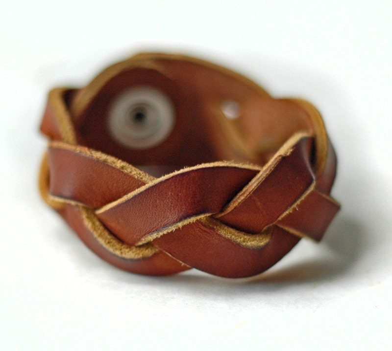Rustic Brown Leather Mystery Braid Bracelet