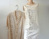 Vintage 1960s Hawaiian Shift Dress & Mens Shirt / Tiki Twosome