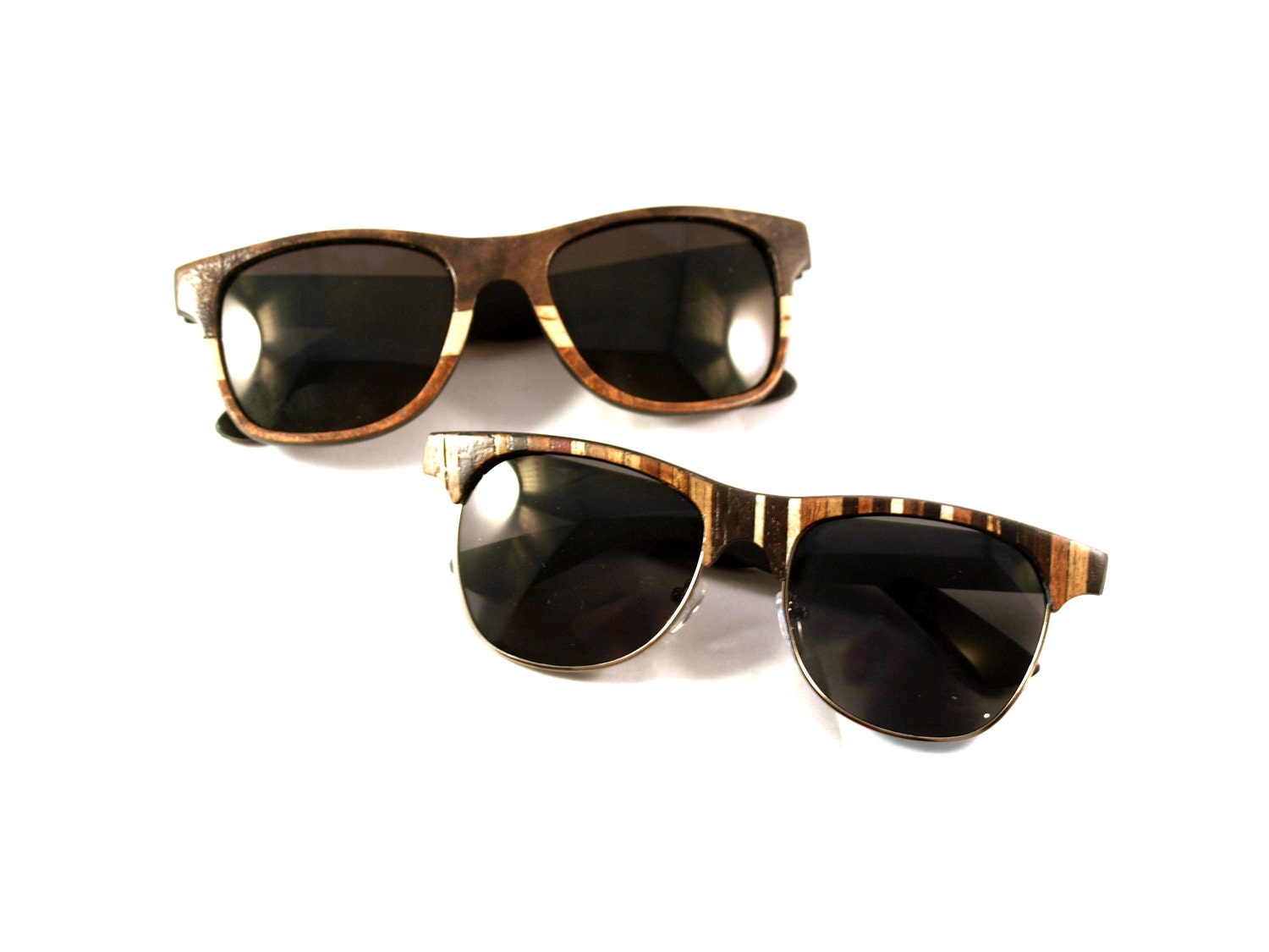 Sweetheart Sunglasses Set His and Her Wood Veneered Sunglasses // Bride and Groom