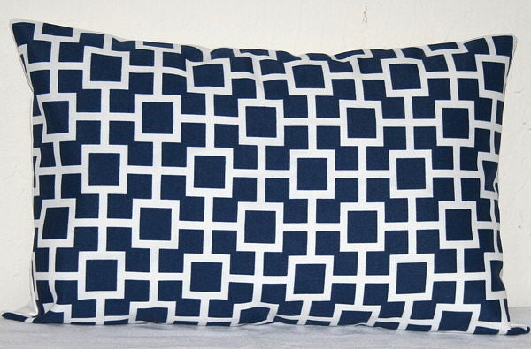 Navy Blue and White Lumbar 12X18 inch Decorative Pillows Accent Pillows Throw Pillows Cushion Covers