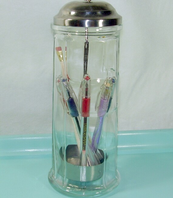 Vintage Soda Counter Glass Straw Dispenser by kikisthisandthat