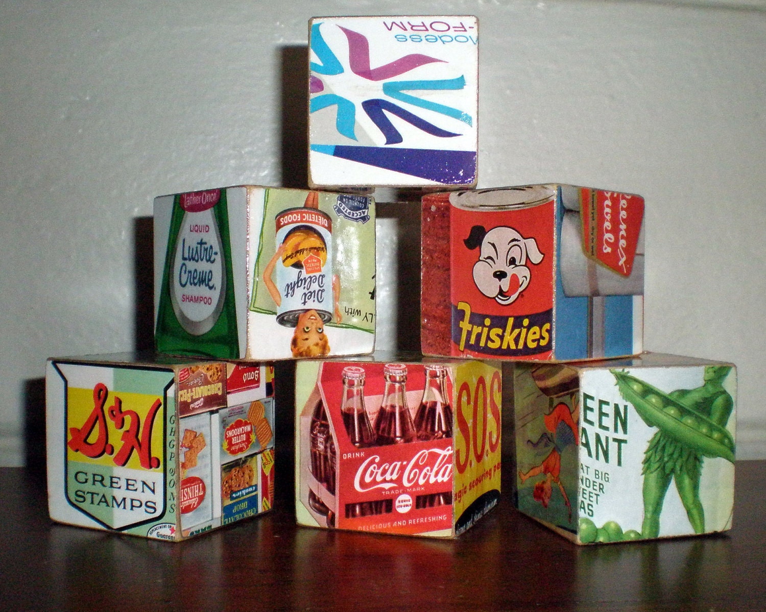 Original Collage Art Blocks (OOAK, Mad Men era, midcentury modern, vintage ads)