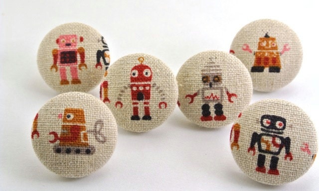 Space Robots / Thumbtacks / Magnet /  Fabric Covered Buttons Pushpin Lab 1