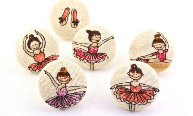 Ballet Dancers / Magnet / Push Pin /  Fabric Covered Buttons/  Pushpins/  Thumb Tacks Ballerina Set 1  48