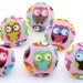 Owl Push Pin / Thumbtacks  / Magnet / Fabric Covered  Tack Hoot Hoot Pink 4