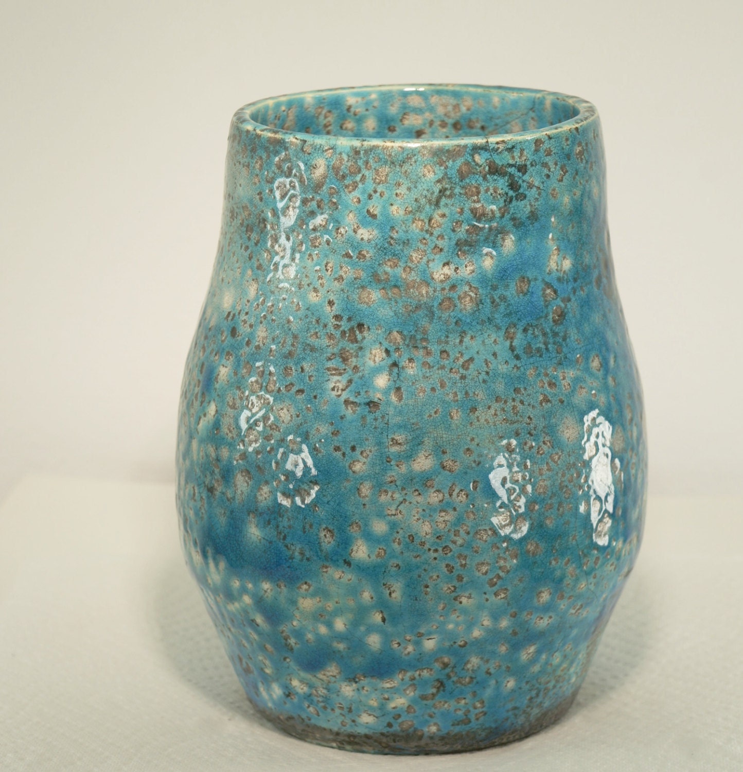 Turquoise raku vase 91