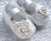 Victoria Baby Girl Shoes, Wedding, Flower Girl, Christening, Slipper, Bootie, Infant, Handmade by Pink2Blue.