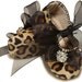 Baby Girl Shoe Suzette in Leopard, slipper/bootie. Trendy, Infant Sizes. Handmade
