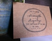 Set of 5 Notecards - She is Clothed With Strength and Dignity - Paper Goods - Bible Verse - Handmade Notecard - Mother's Day, Graduation