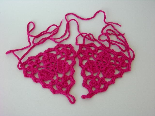 Fushia Hot Pink Barefoot Sandals - foot jewelry, Ladies, Summer, lace shoes,  Bridal, Cotton, dance, sexy, vamp