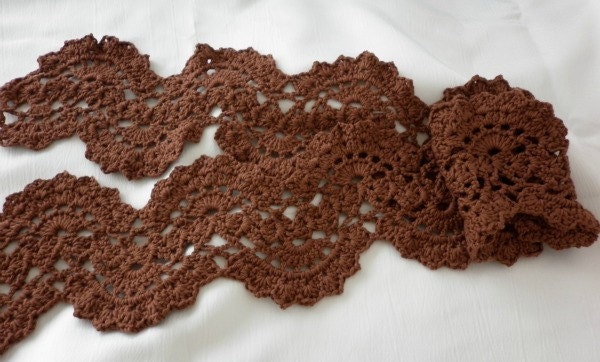 Brown Lace Scarf  Dark Coffee  Chocolate Natural Bamboo Ecofriendly  Soft  Antibacterial Gift Her Mom Teacher