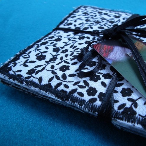 Black and white flower cotton quilted coasters - set of 3