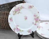 Antique Luncheon Plate Four Porcelain M Z Austria Pink Roses