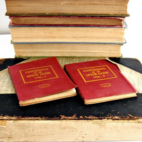Vintage Miniature Library Confessions of an Opium Eater Vol I and II DeQuincey