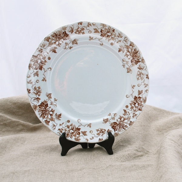 Antique Transferware Plate Brown Edgevale J H W & Sons 1894