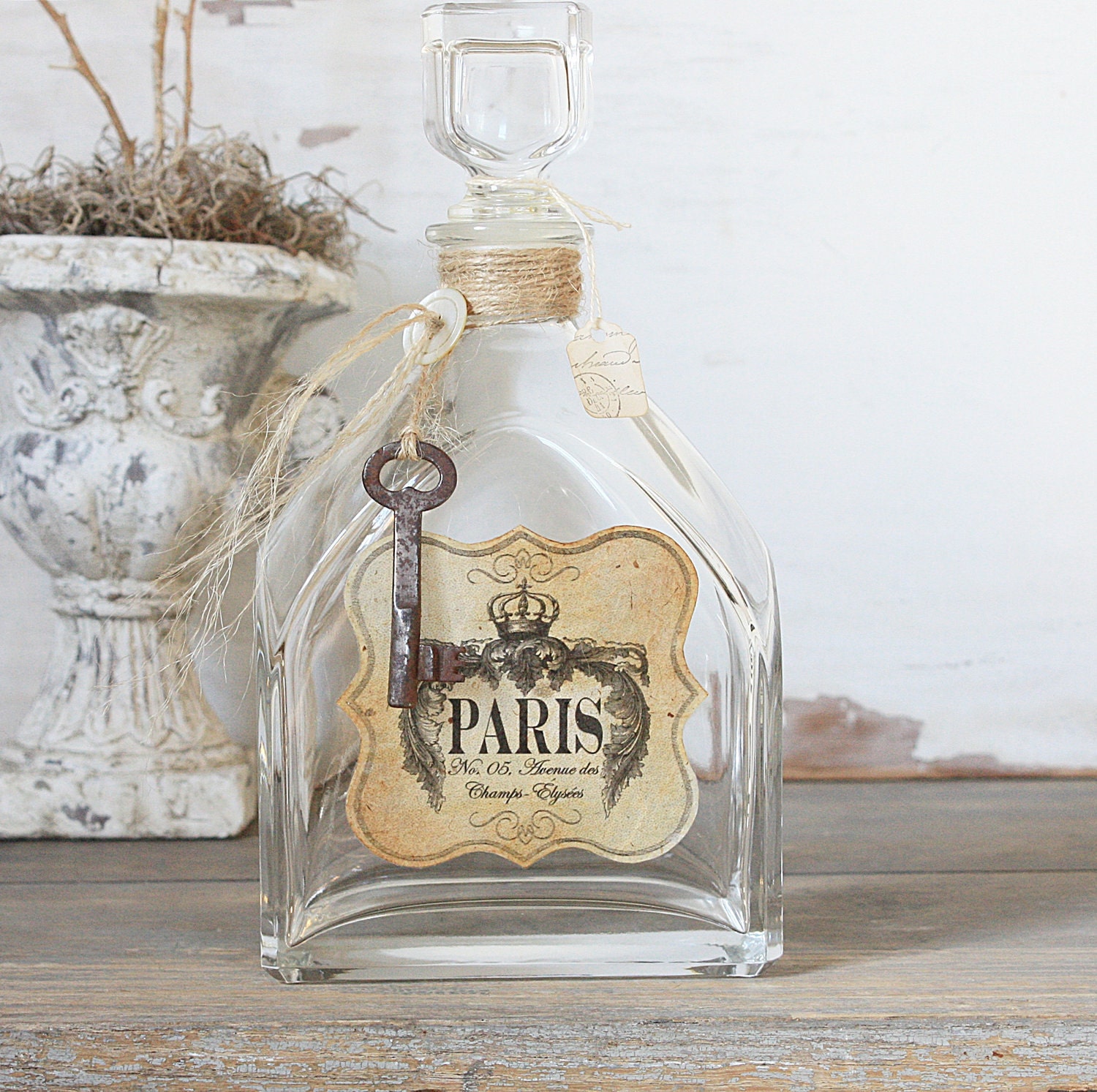 CYBER MONDAY SALE Repurposed Vintage Bottle - Rustic & French
