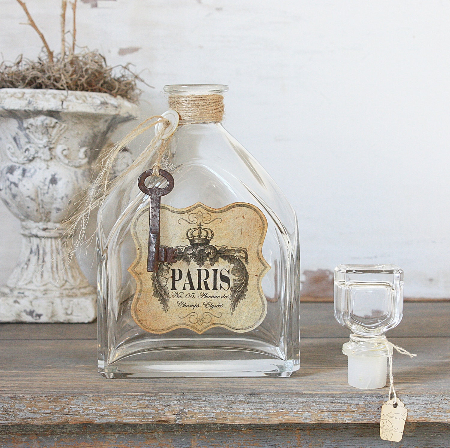 CYBER MONDAY SALE Repurposed Vintage Bottle - Rustic & French