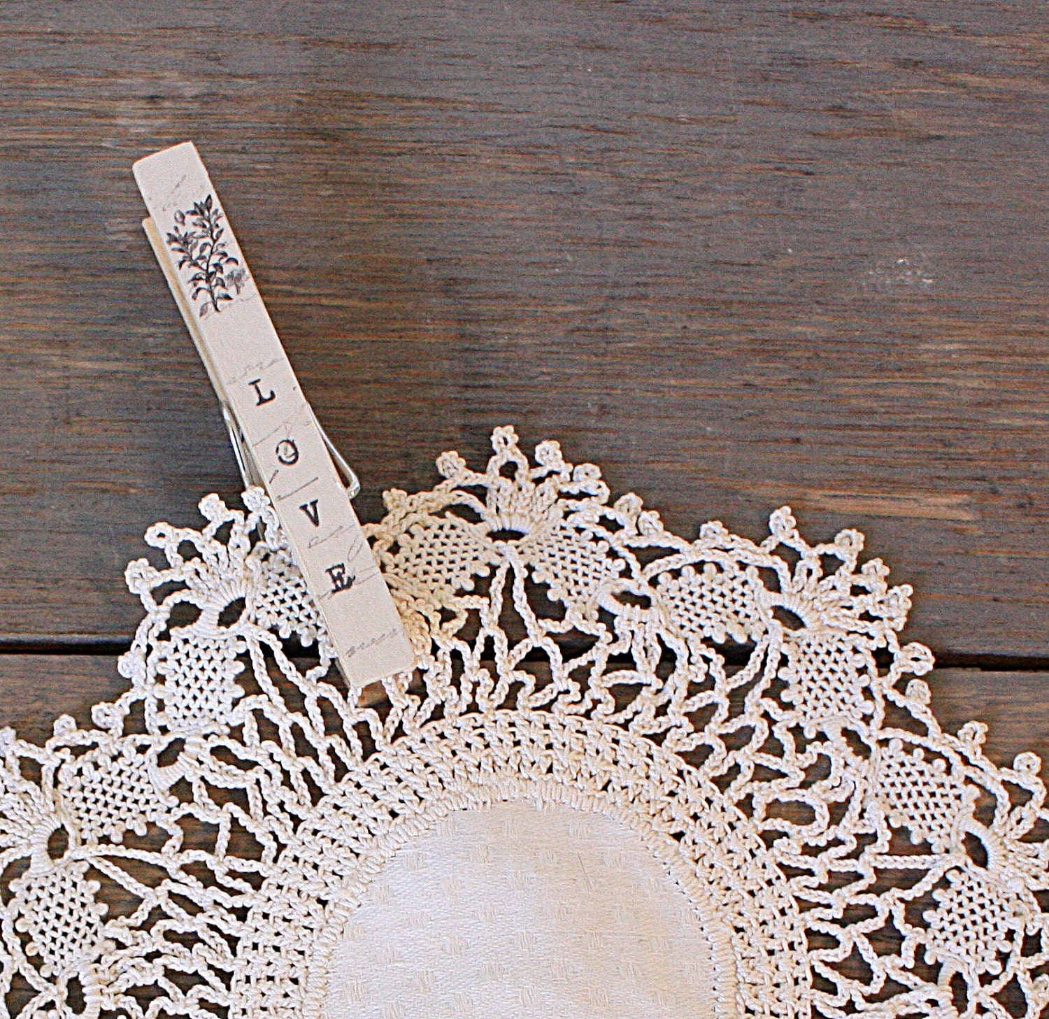 Rustic French Clothespin Favors - Love - Set of Five