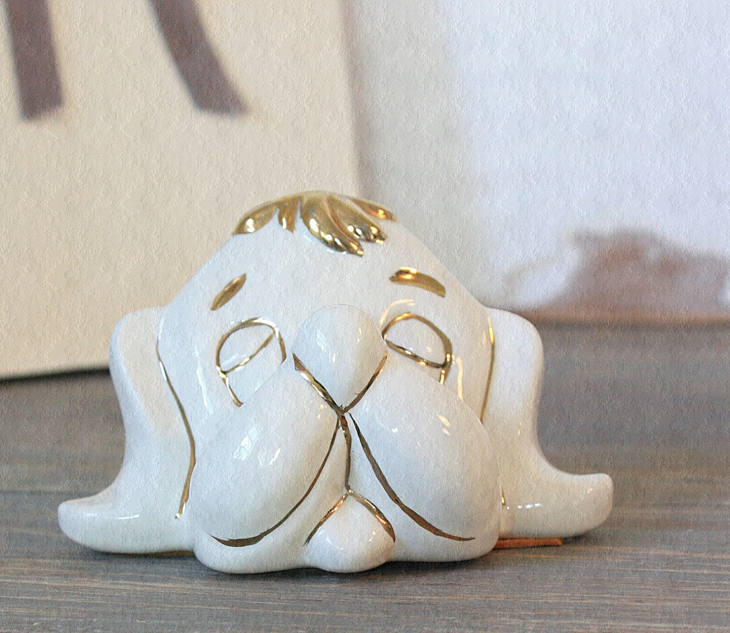 Vintage Ceramic Dog Eyeglass Holder by ClothandPatina on Etsy