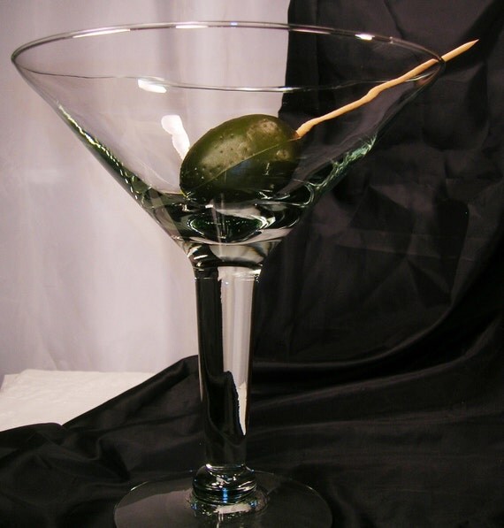 GIANT Martini Glass Olive Server Fish Bowl by Vintiquesandmore