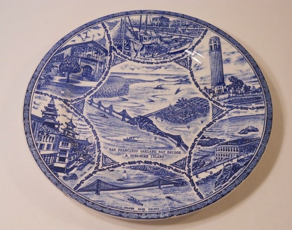 Transfer Ware,San Francisco Souvenir Plate, World's Fair, Collectors Plate, circa 1939/40