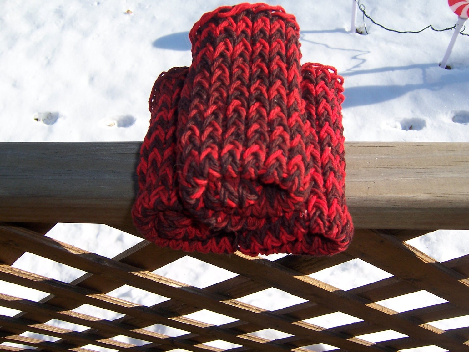 Knitted Dishcloths Washcloths Cotton Blood Red Sangria Goth - Ready to Ship
