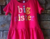 Big Sister Dress- Sibling Dress- Big Sister Little Sister- You Choose Dress Color and Sleeve Length