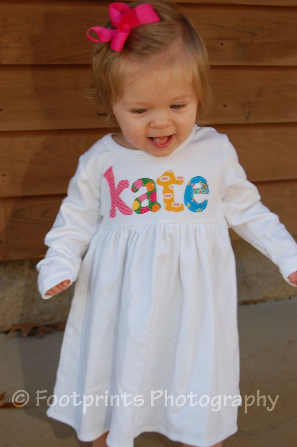 Toddler Dress Personalized with Name - You Choose Dress Color and Sleeve Length
