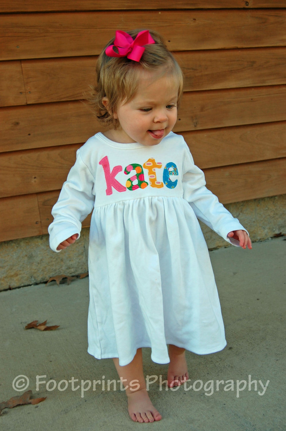 Toddler Dress Personalized with Name - You Choose Dress Color and Sleeve Length