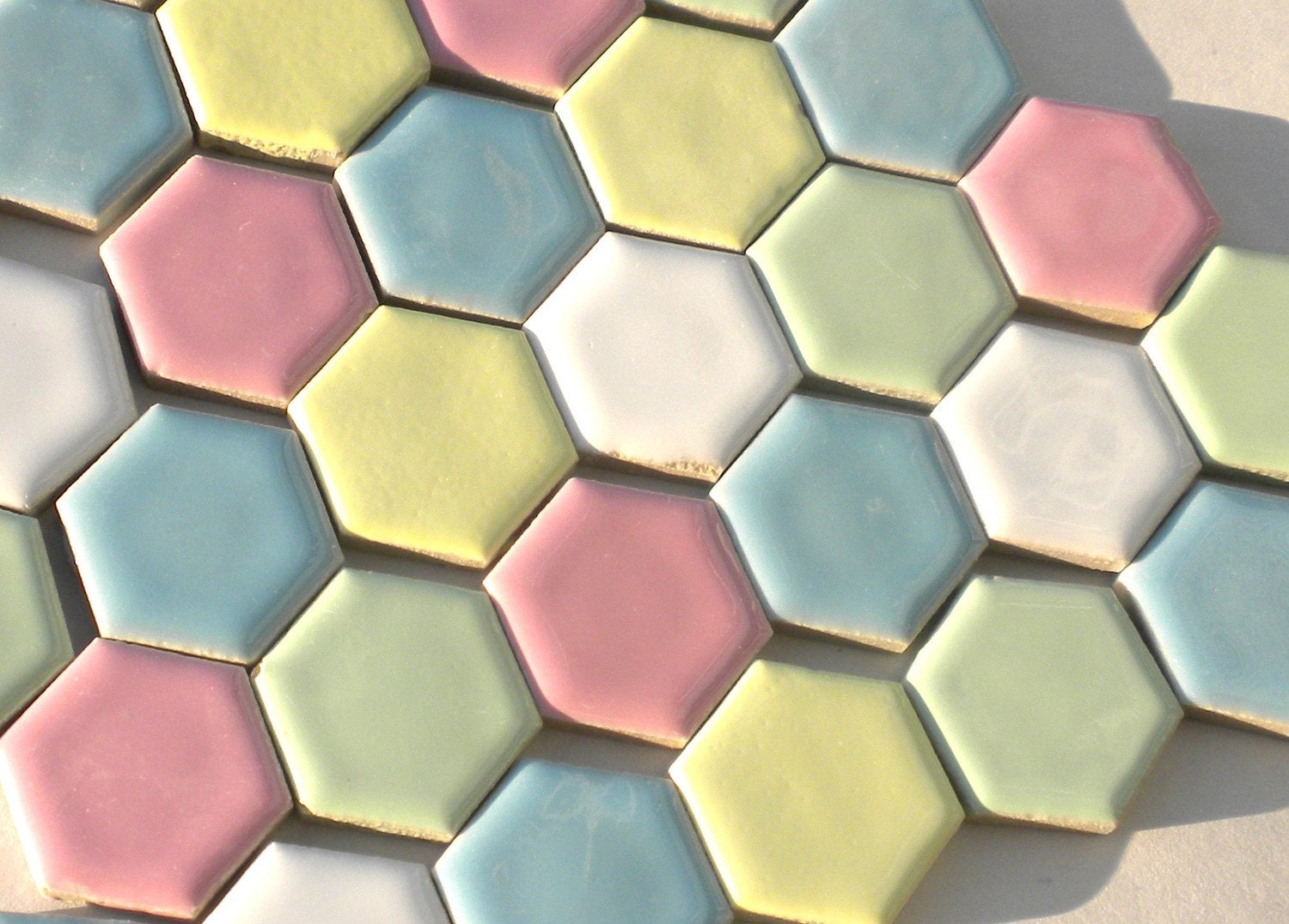 Hexagon Mosaic Tiles 100 Ceramic Tiles 1 by funkydreamsmosaics