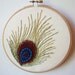 Embroidered Peacock Feather Hoop Art