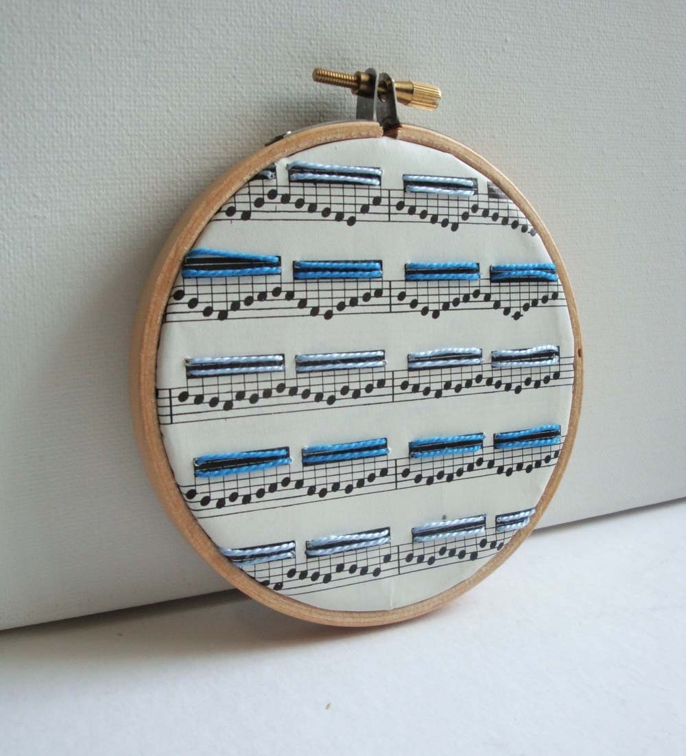 Music Sheet Embroidered Hoop Art