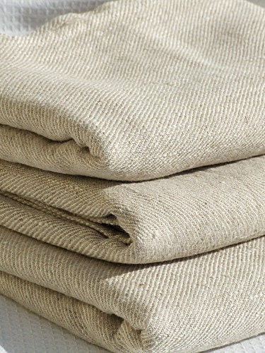 Vintage Look Beige Cream Linen Huckaback Bath Sheet