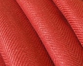 Quality Linen Fabric Herringbone Weaving Blood Orange