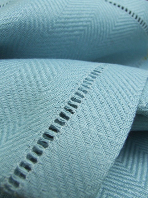 Quality Linen Fabric Herringbone Weaving Sky Blue