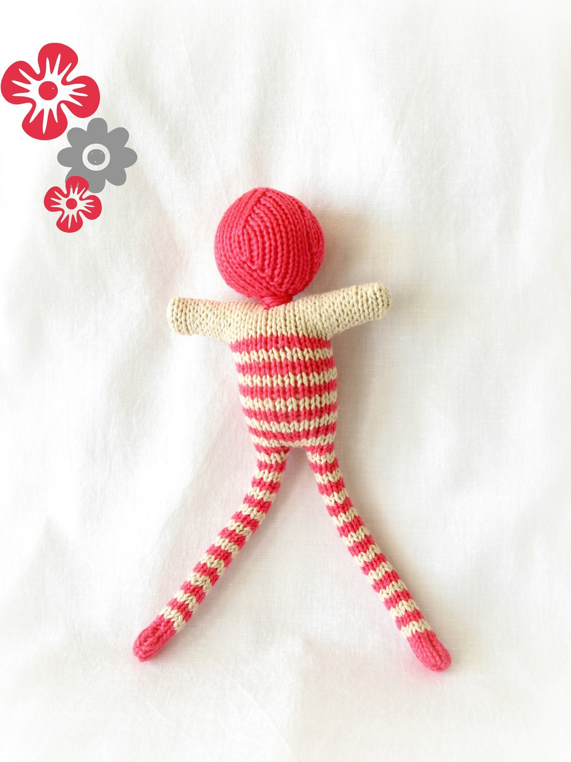 Pink striped doll - bonhomme